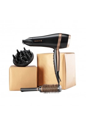 Remington Фен Salon Smooth, 2100Вт, 3 режими, дифузор, гребінець, кейс, іоніз-я, хол. обдув, , чорний