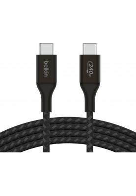 Belkin Кабель USB-C > USB-C заряджання/синхронізації 2м, 240Вт, Type-C, плетений, чорний