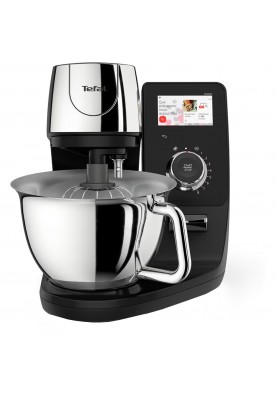 Tefal Кухонна машина I-Coach Touch, 1200Вт, чаша-метал, корпус-метал+пластик, дисплей, насадок-3, підкл. до смартфону, чорний