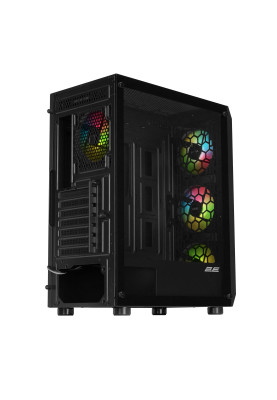 2E Gaming Корпус Aruba G3313W, без БР 1xUSB3.0, 2xUSB2.0, 5x120мм ARGB, VGA 300мм, LCS ready, HUB, TG Side Panel, ATX, чорний