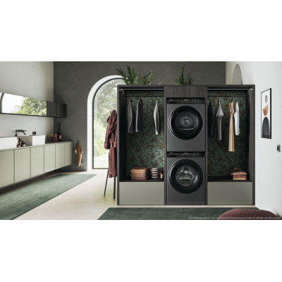 Haier Сушильна машина тепловий насос, 9кг, A+++, 59,5см, дисплей, пара, cріблястий