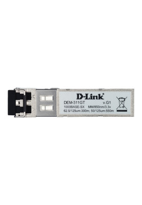 D-Link Трансивер DEM-311GT SFP, 1x1000BaseSX, MM 550м, LC (10шт/уп)