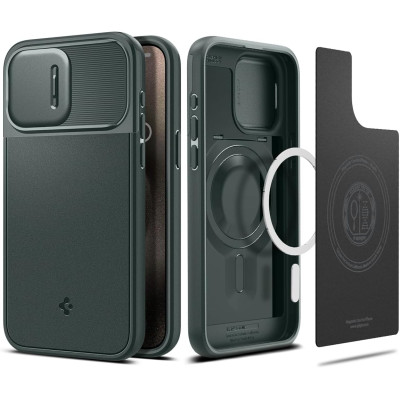 Spigen Чохол для Apple iPhone 15 Pro Optik Armor MagFit Abyss, Green