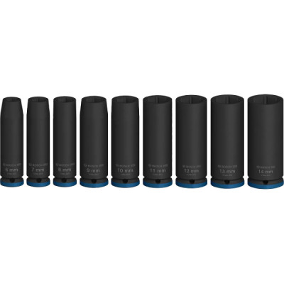 Bosch Набір ударних торцевих головок Professional Deep 9шт 1/4" 50мм