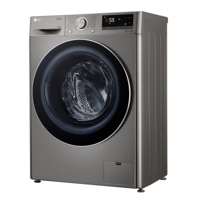 LG Пральна машина фронтальна, 8.5кг, 1200, A+++, 48см, дисплей, пара, інвертор, cріблястий