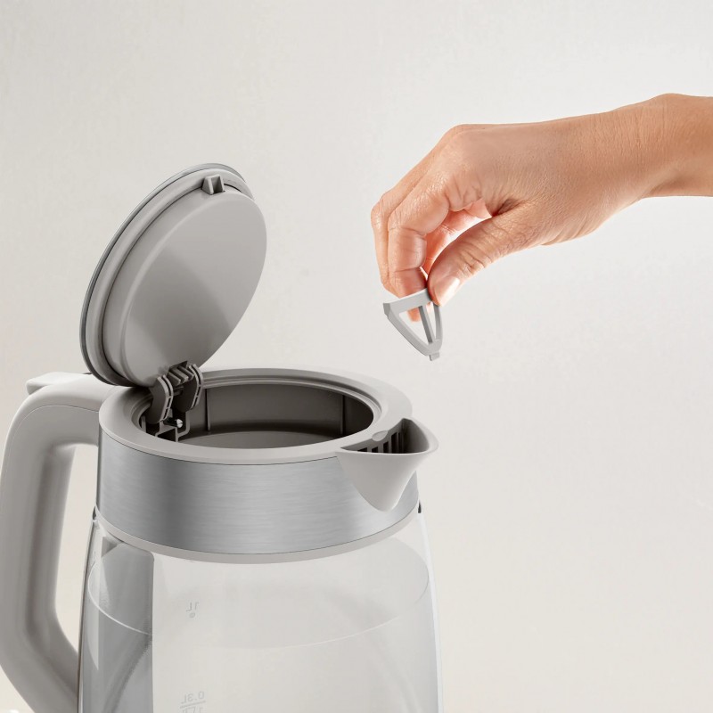 Tefal Електрочайник Glass Kettle 1.7л, скло, з підсвіткою, сріблясто-сірий