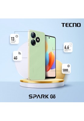 TECNO Смартфон Spark Go 2024 (BG6) 6.56" 3/64ГБ, 2SIM, 5000мА рік, Magic Skin Green