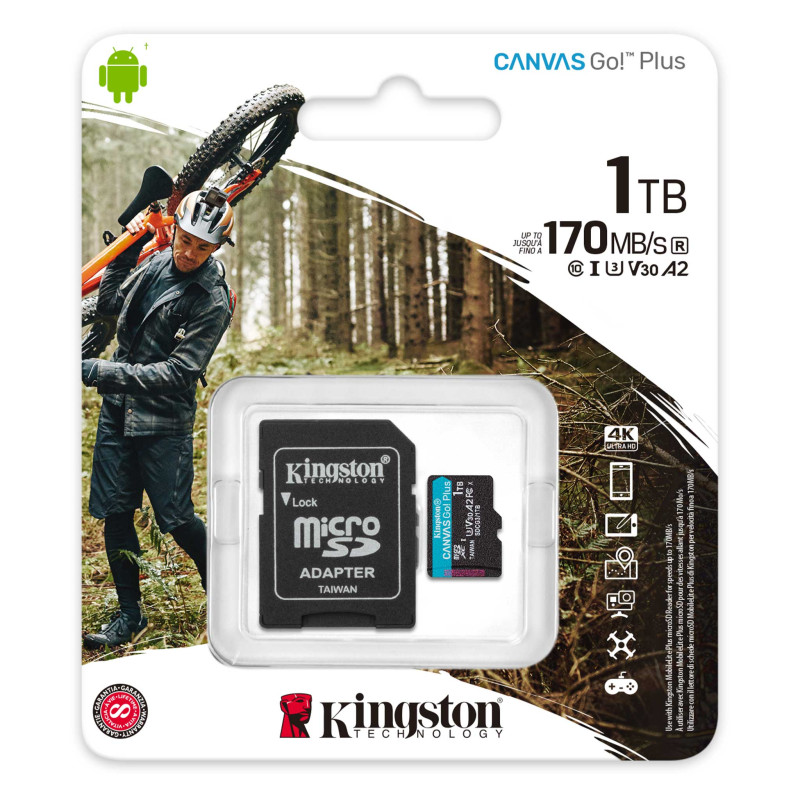 Kingston Карта пам'яті microSD 1TB C10 UHS-I U3 A2 R170/W90MB/s + SD