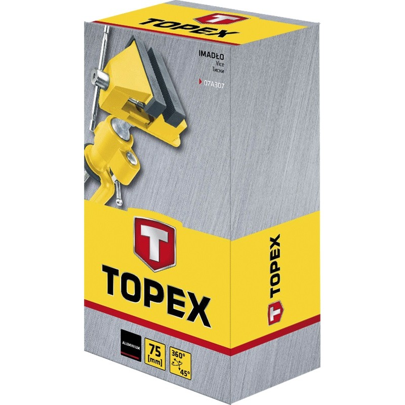 Topex Тиски, поворотні, алюмінієві, кут 45°, поворот 360°, 75мм, 0.85кг