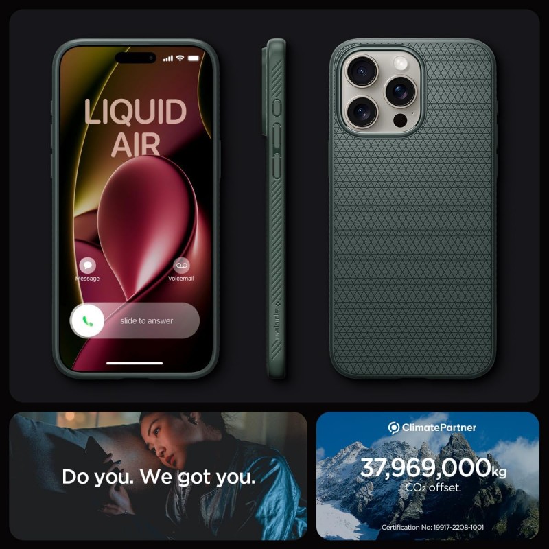 Spigen Чохол для Apple iPhone 15 Pro Liquid Air, Abyss Green