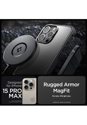 Spigen Чохол для Apple iPhone 15 Pro Max Rugged Armor MagFit, Matte Black