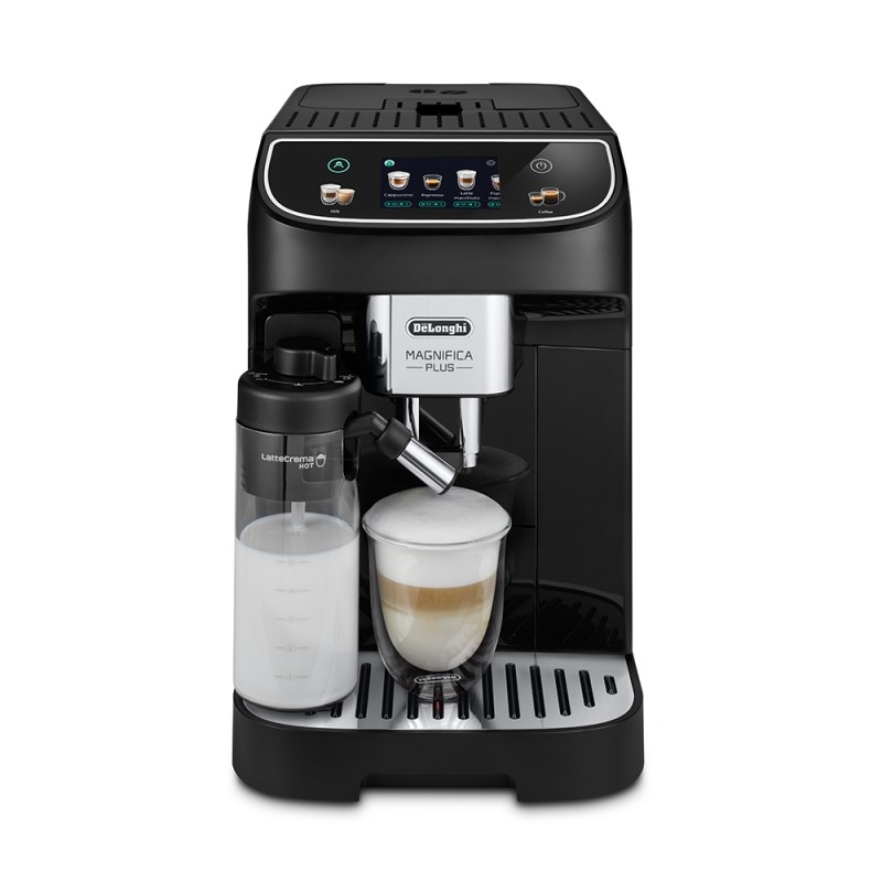 Delonghi Кавомашина Magnifica Plus, 1.8л, зерно+мелена, автомат.капуч, дисплей, авторецептів -15, чорний