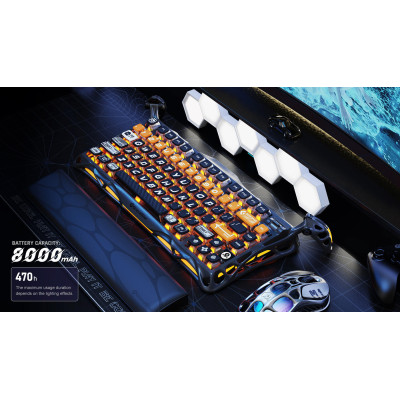 GravaStar Клавіатура механічна Mercury K1 Pro 80keys, GravaStar x Kailh Speedy Mint, BT/WL/USB, RGB, CyberFlare