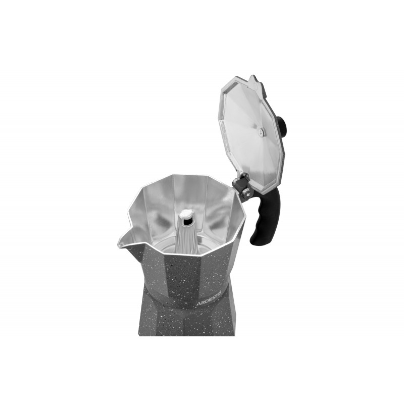 ARDESTO Гейзерна кавоварка Gemini Molise, 9 чашок, сірий, алюміній