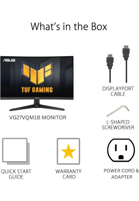 ASUS Монітор 27" TUF Gaming VG27VQM1B DVI, 2xHDMI, DP, MM, VA, 280Hz, 1ms, DCI-P3 90%, CURVED, AdaptiveSync