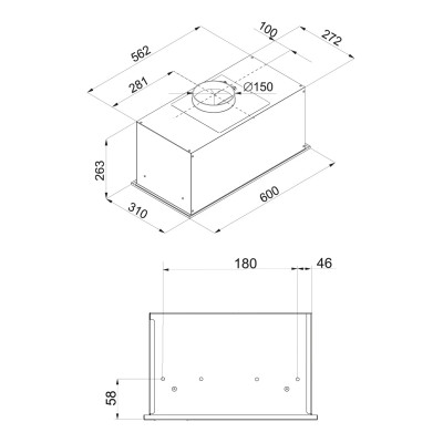 Hansa Витяжка вбудована, 60см, чорний
