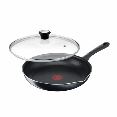 Tefal Сковорода з кришкою Day by Day, 28см, з кришкою, алюміній, бакеліт, скло, чорний