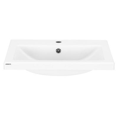 ARDESTO Раковина, умивальник ARDESTO Sati, штучний камінь, прямокут., з отвором для змішувача, з отвором для переливу, 795x450x158мм, накладний, білий