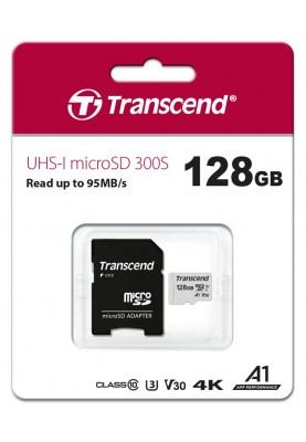 Transcend Карта пам'яті microSD 128GB C10 UHS-I R100/W40MB/s + SD