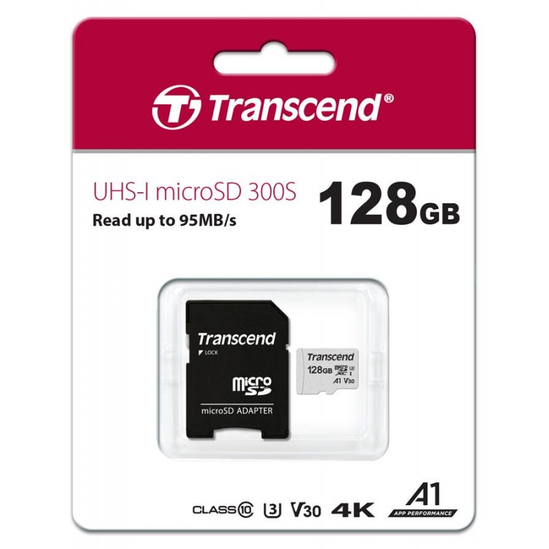 Transcend Карта пам'яті microSD 128GB C10 UHS-I R100/W40MB/s + SD