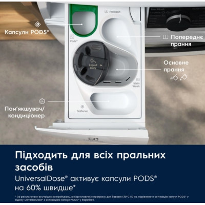 Electrolux Пральна машина Electrolux фронтальна, 9кг, 1400, A, 66см, дисплей, пара, інвертор, universaldose, сріблястий темний