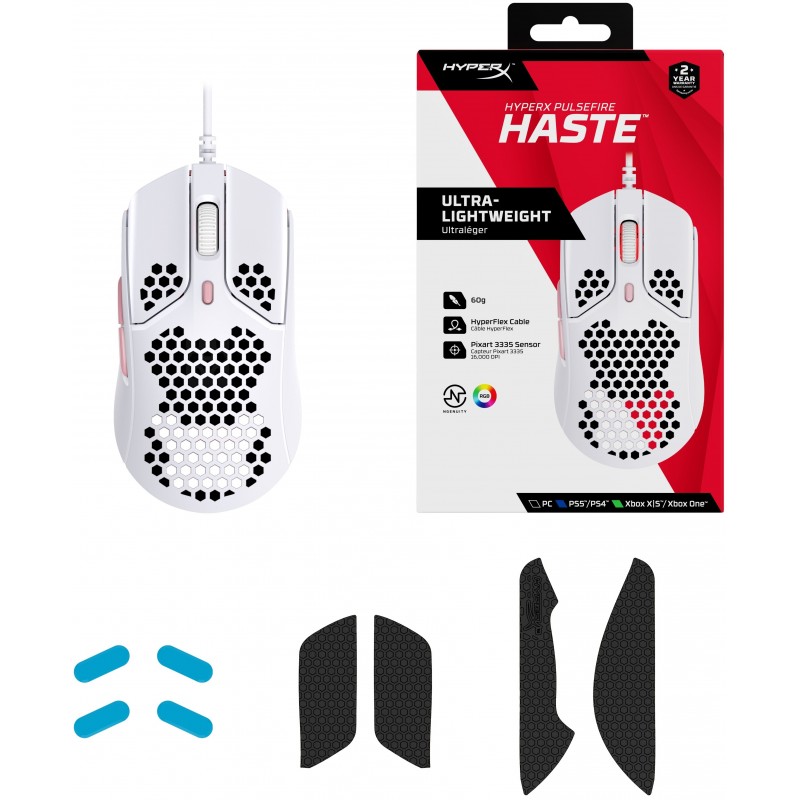 HyperX Миша Pulsefire Haste USB, White/Pink