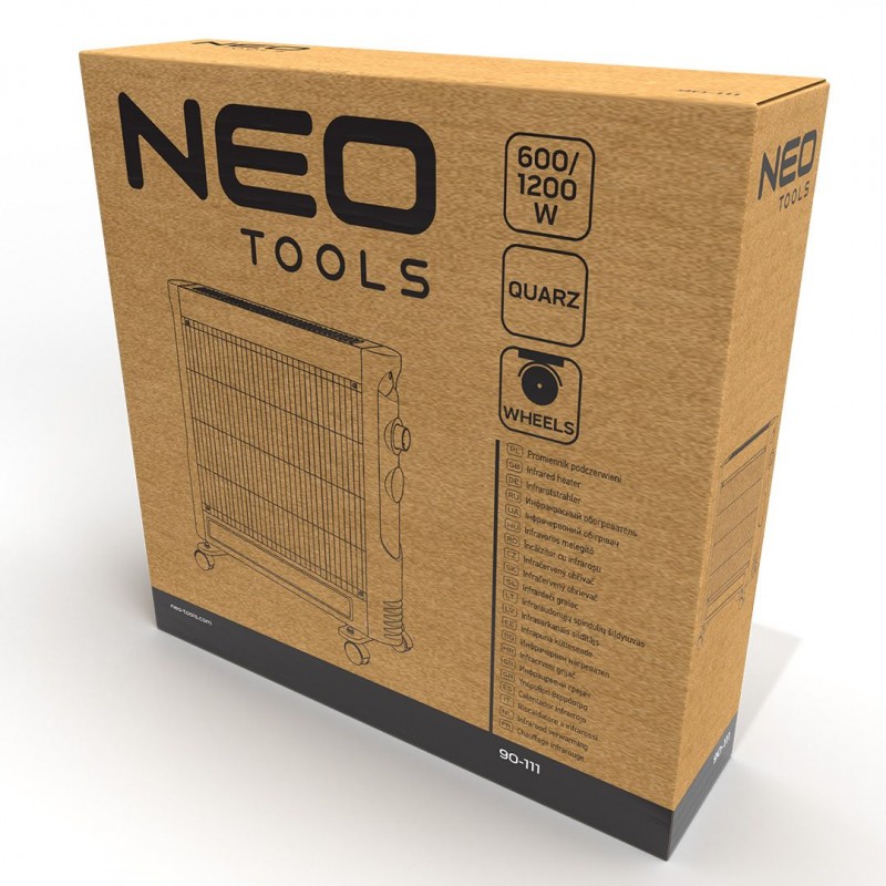 Neo Tools Обігрівач інфрачервоний, 1200Вт, кварцовий нагрів. елемент, чорний