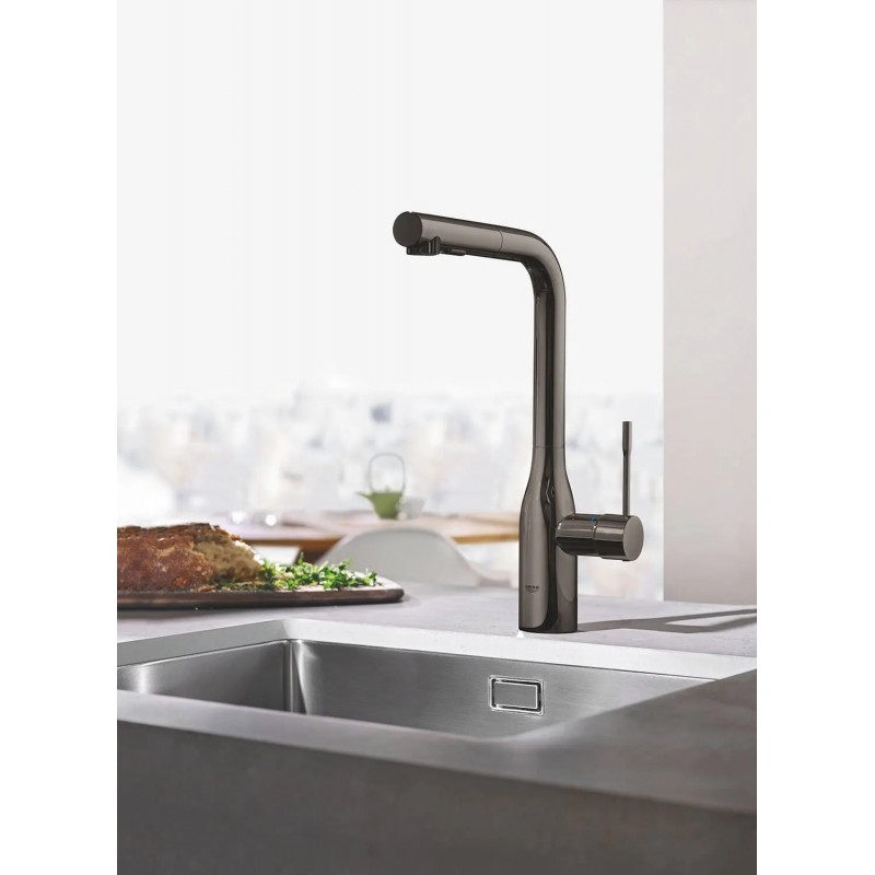 Grohe Змішувач для кухні Essence, довж.виливу - 204мм, поворотний/витяжний, 1важіль, графіт