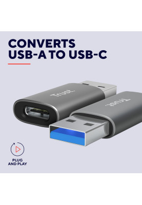 Trust Адаптер Calyx USB-C > USBA3.2, 2шт, чорний