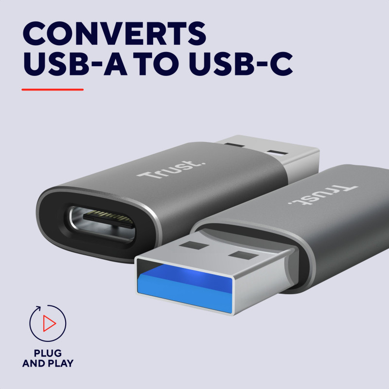 Trust Адаптер Calyx USB-C > USBA3.2, 2шт, чорний