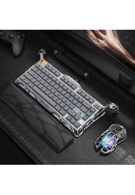 GravaStar Клавіатура механічна GravaStar Mercury K1 Pro 80keys, GravaStar x Kailh Speedy Mint, EN/UKR, BT/WL/USB, сірий