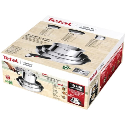 Tefal Набір посуду Tefal Ingenio Cook Eat, 4предмети, нержавіюча сталь, бакеліт, сталевий