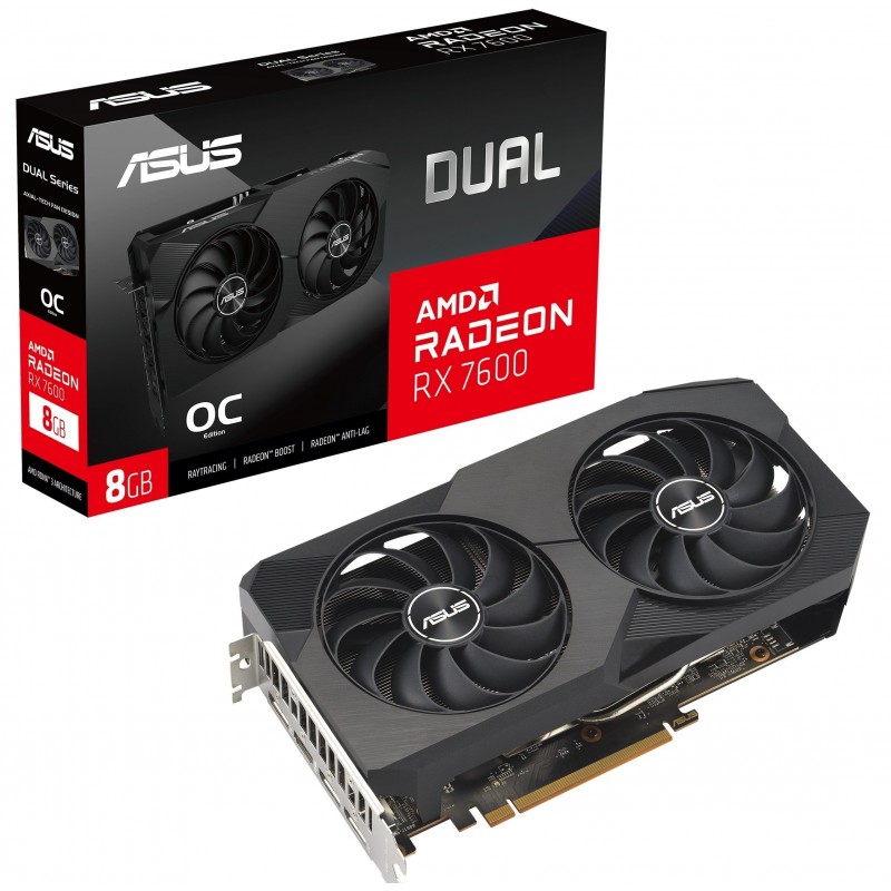 ASUS Відеокарта Radeon RX 7600 8GB GDDR6 DUAL OC V2 DUAL-RX7600-O8G-V2