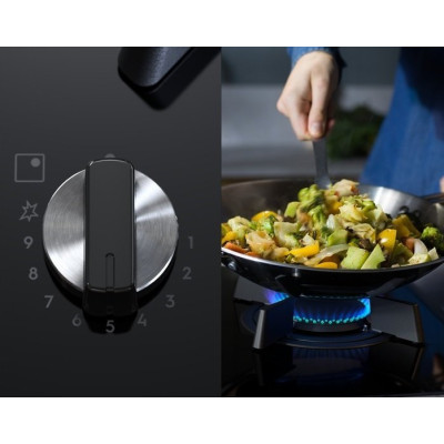 Electrolux Варильна поверхня комбінована (2 газ + 2 інд), 60см, розширена зона, чугун, чорний