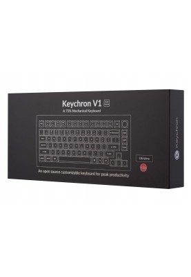 Keychron Клавіатура механічна V1 84Key, Gateron G PRO Blue, USB-A, Hot-Swap, QMK, Knob, EN/UKR, RGB, Frosted Black