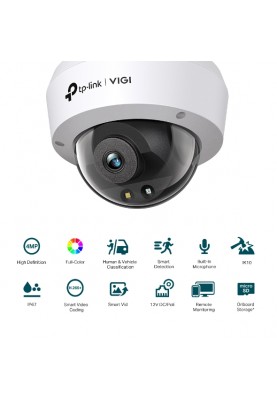 TP-Link IP-Камера VIGI C240-2.8, PoE, 4Мп, 2,8 мм, H265+, IP66, Turret, кольорове нічне бачення, внутрішня