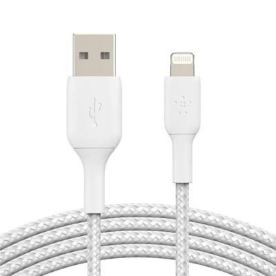 Belkin Кабель USB-A > Lightning заряджання/синхронізації 2м, 12Вт, плетений, білий