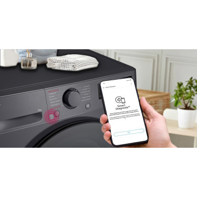 LG Пральна машина фронтальна, 9кг, 1200, A, 48см, дисплей, пара, інвертор, чорний