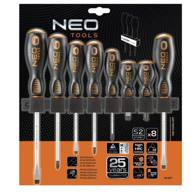 Neo Tools Викрутки, набір 8шт, SL,PH, сталь S2