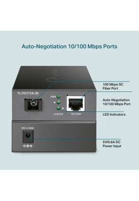 TP-Link Медіаконвертер FC111A-20 1xFE, 100Base-LX, SM, WDM, 20km, SC