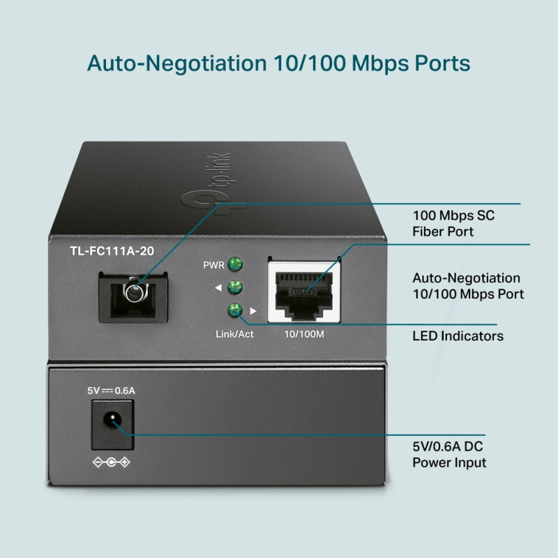 TP-Link Медіаконвертер FC111A-20 1xFE, 100Base-LX, SM, WDM, 20km, SC