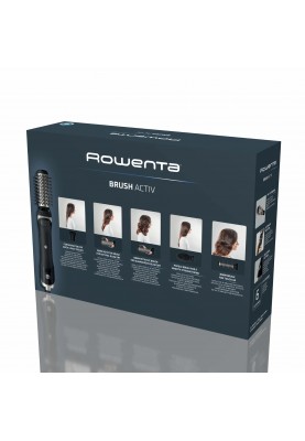 Rowenta Фен-щітка Renewal Brush Active, 1000Вт, 3 режими, іоніз-я, хол. обдув, обгорт. насадка, 5 насадок, кераміка, чорний