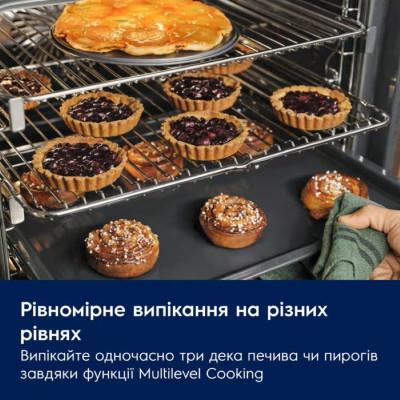 Electrolux Духовий шафа електричний, 72л, A+, дисплей, конвекція, телескопічні напрямні, чорний