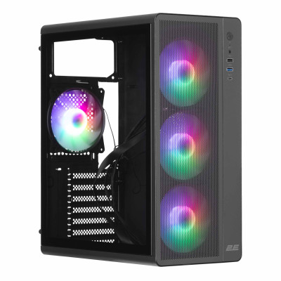 2E Gaming Корпус Credo Plus V510B без БР, 1xUSB3.0, 1х USB 2.0, 1xUSB Type-C, 4x120мм ARGB, VGA 310мм, TG Side Panel, ATX, чорний