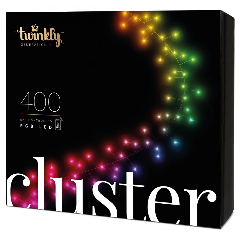 Twinkly Smart LED Гірлянда Twinkly Cluster RGB, 400, Gen II, IP44 кабель чорний