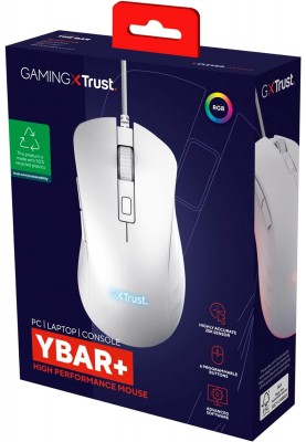 Trust Миша GXT924 YBAR+, USB-A, Білий