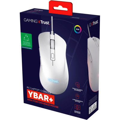 Trust Миша GXT924 YBAR+, USB-A, Білий