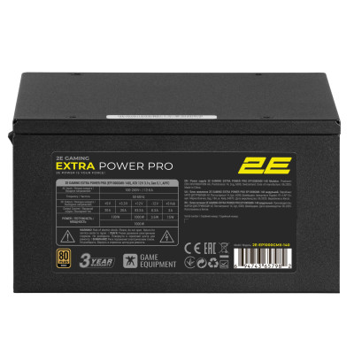 2E Gaming Блок живлення 2E GAMING Extra Power Pro ATX3.1 GEN5.0 (1000W), >90%, 80+ Gold, 140мм, 1xMB 24pin(20+4), 2xCPU 8pin(4+4), 3xMolex, 6xSATA, 4 GEN5 16pin, Full Modular