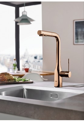 Grohe Змішувач для кухні Essence, довж.виливу - 204мм, поворотний/витяжний, 1важіль, матовий теплий захід сонця