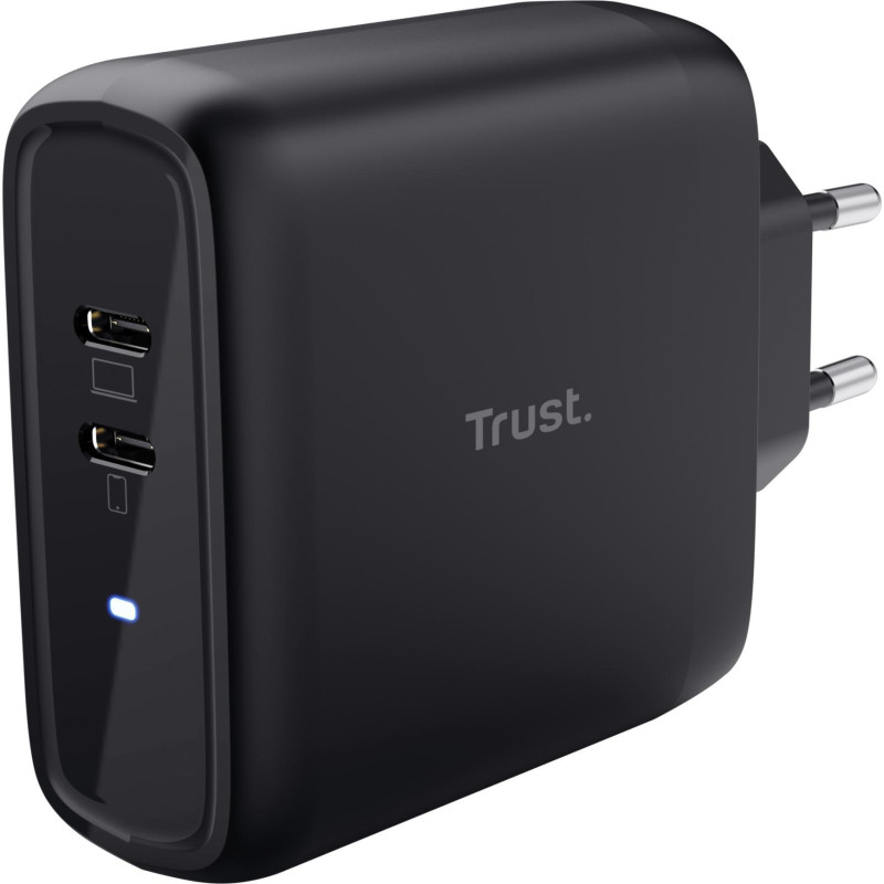 Trust Зарядний пристрій мережевий Maxo 65Вт, 2xUSB-C PD, чорний